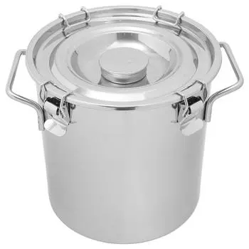 Ведро для хранения из нержавеющей стали объемом 6 л, герметичный контейнер для жира, металлический контейнер для хранения молочных хлопьев и зерна с крышкой