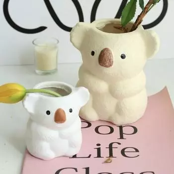 Ведро для хранения кистей для макияжа Yousheng Ins Style Cute Koala Аккуратно организуйте кисти, экономьте время, оставайтесь в тренде Ведро для хранения L белый