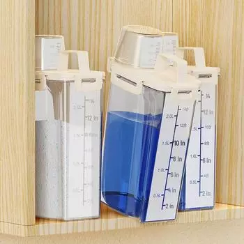 Ведро для хранения моющего средства для стирки из пластика с крышкой - герметичный контейнер для стирального порошка 1.75L жёлтый/кремовый