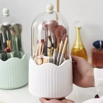Ведро для кистей для макияжа с несколькими отделениями, большая емкость, прозрачный пылезащитный чехол, вращающийся на 360 градусов губная помада, карандаш для бровей, тени для век, органайзер для макияжа зелёный