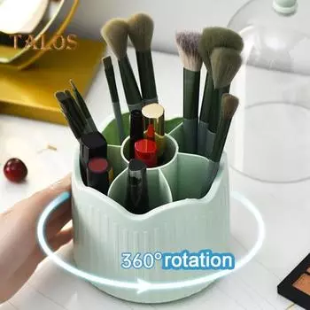 Ведро для кистей для макияжа с несколькими отделениями, большая емкость, прозрачный пылезащитный чехол, вращающийся на 360 градусов губная помада, карандаш для бровей, тени для век, органайзер для макияжа зелёный