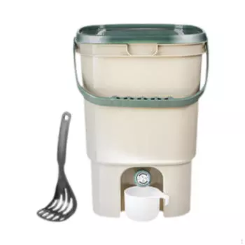 Ведро для компоста 21 л для кухонных отходов с крышкой для заднего двора и сада чёрный