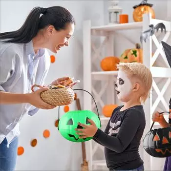 Ведро для конфет Cushaw на Хэллоуин, переносное и съемное, два в одном, подходит для игр детей, подарок на Хэллоуин One Size зелёный