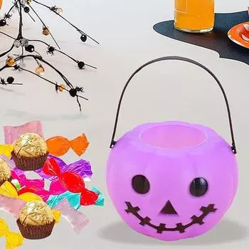 Ведро для конфет на Хэллоуин, белая, зеленая, фиолетовая, тыквенная корзина-призрак, детский держатель для конфет, украшение для вечеринки на Хэллоуин A4