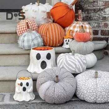 Ведро для конфет в виде привидения на Хэллоуин, резиновая миска для сладостей на вечеринку в честь Хэллоуина с ручкой, держатель для сладостей на Хэллоуин для домашнего офиса, внутреннего и наружного украшения L