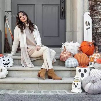 Ведро для конфет в виде привидения на Хэллоуин, резиновая миска для сладостей на вечеринку в честь Хэллоуина с ручкой, держатель для сладостей на Хэллоуин для домашнего офиса, внутреннего и наружного украшения L