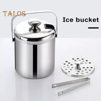 Ведро для льда 1300/3000 мл, двухслойное из нержавеющей стали с ручкой крышки для вечеринок, барбекю, активного отдыха на свежем воздухе S