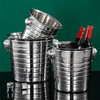Ведро для льда из нержавеющей стали, охладитель для вина, пива, портативный охладитель для льда, шампанского, виски, кубиков льда для вечеринок в баре KTV