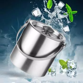 Ведро для льда из нержавеющей стали, 1,6/2/3 л, бесшовная структура с двойной стенкой и изоляцией, Ведро для льда с утолщенной ручкой для баров для вечеринок 1.6l