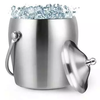 Ведро для льда Leeseph с двойными стенками из нержавеющей стали, изолированное, для напитков, охладитель для винных бутылок для домашнего бара, пива, шампанского, вина