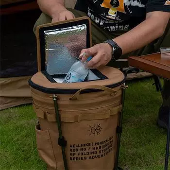 Ведро для льда на открытом воздухе для кемпинга, круглое ведро для переноски автомобиля, изоляционное, сохраняющее холод, сохраняющее свежесть, складное, портативное, переносное чёрный