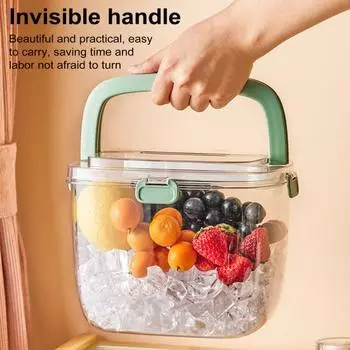 Ведро для льда объемом 5 л с крышкой и щипцами, герметичный контейнер для вечеринок, кемпинга, барбекю, портативный охладитель вина, прозрачный пластиковый контейнер для заморозки коктейлей бежевый