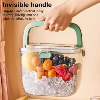 Ведро для льда объемом 5 л с крышкой и щипцами, герметичный контейнер для вечеринок, кемпинга, барбекю, портативный охладитель вина, прозрачный пластиковый контейнер для заморозки коктейлей бежевый