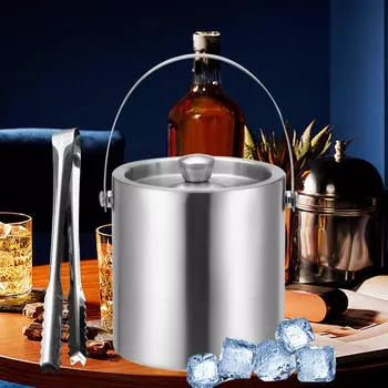 Ведро для льда с двойными стенками, контейнер для охлаждения бутылок с напитками, пивная ванна для вина 2.0L