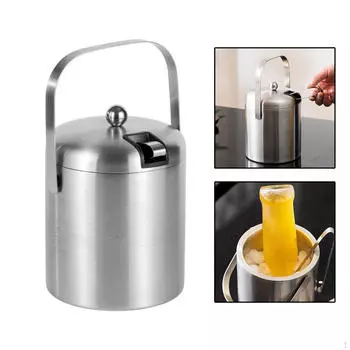 Ведро для льда с ручкой, сервировочный фильтр, портативный двухслойный контейнер-охладитель для отеля-барбекю