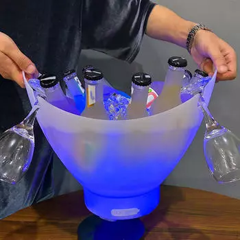 Ведро для льда со светодиодной подсветкой, охладитель для шампанского, 7 л, бутылка для напитков со светодиодной подсветкой