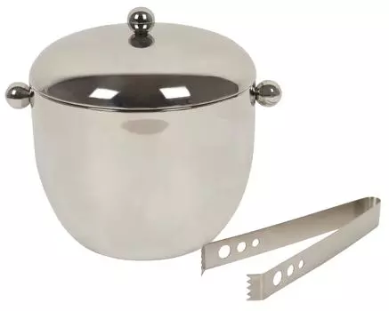 Ведро для льда Trifri из нержавеющей стали Портативный держатель для кубиков льда с крышкой и ручкой Ведро для коктейль-бара, вечеринок - на открытом воздухе и в помещении, отлично подходит для домашнего бара 1500 ML серебряный