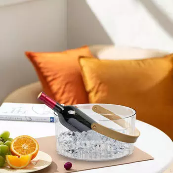 Ведро для льда в ванне для охлаждения напитков с ручкой, прозрачные контейнеры для охладителя пива для