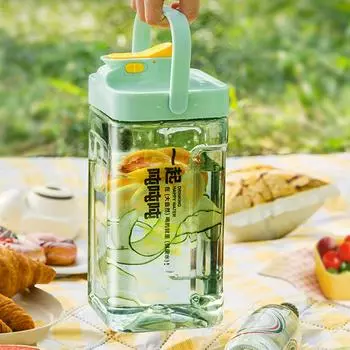 Ведро для лимонада, забавная наклейка для хранения, прозрачный практичный пластиковый кувшин для воды, чайник для фруктов, принадлежности для бара светло-зеленый