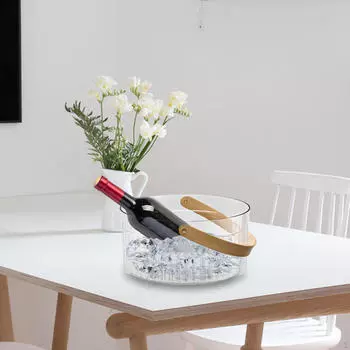 Ведро для напитков для вечеринок, ведро для льда с ручкой, прозрачное переносное круглое ведро для вина, контейнеры для охлаждения напитков