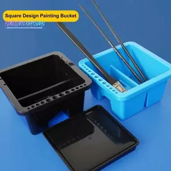 Ведро для покраски герметичное - многофункциональное гнездо для хранения категории, устойчивое к падению кисть, сплошной цвет, квадратная форма, держатель для акварельных ручек чёрный