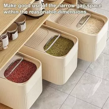 Ведро для риса 15 кг с мерным стаканом, прозрачная крышка, пищевой пластик, герметичный для животных чистый