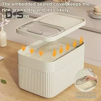 Ведро для риса 15 кг с мерным стаканом и прозрачной крышкой, герметичный контейнер для хранения корма для домашних животных из пищевого пластика чистый