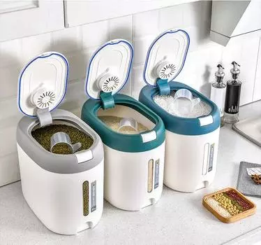 Ведро для риса 5/10 кг с крышкой, герметичное влагостойкое ведро с защитой от насекомых, контейнер для хранения различных видов зерна