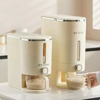 Ведро для риса с мерным стаканом. Контейнер для хранения зерна большой емкости. Герметичный контейнер для хранения, устойчивый к влаге и насекомым.