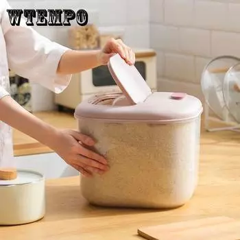 Ведро для риса с откидной крышкой, защищенное от насекомых, большой емкости, герметичный влагостойкий контейнер для хранения зерна, емкость для риса, контейнер для хранения круп, диспенсер для еды, банка для муки 6kg синий