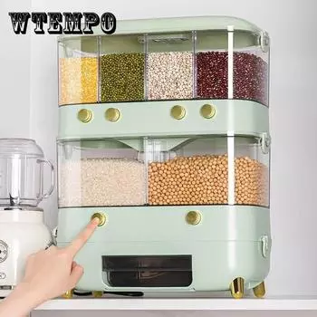 Ведро для риса с подрешеткой, бытовой разделительный ящик для хранения, защищенный от насекомых, влагостойкий герметичный резервуар для хранения пищевых продуктов four lattices белый