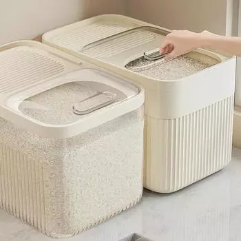 Ведро для риса Yousheng 15 кг с мерным стаканом и прозрачной крышкой, герметичный контейнер для хранения корма для домашних животных из пищевого пластика