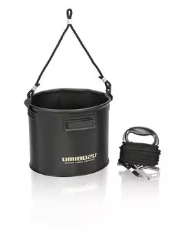 Ведро для рыбалки Umibozu Buckan Water Drawer Складное использование 8 м веревка 19 см/21 см (Черный, 19см) чёрный