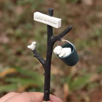 Ведро для щенков, птица, садоводство, мох, мясистый микроландшафт, свежий цветок, плагин, реквизит для съемки