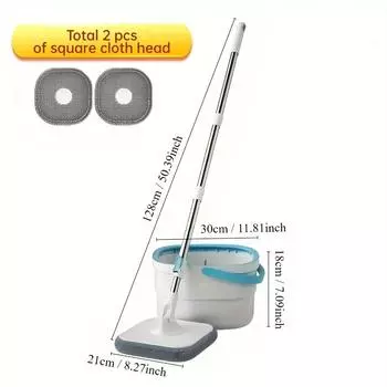 Ведро для швабры с разделительной шваброй для ленивых людей, сберегающее труд, артефакт для мытья полов, вращающаяся швабра, мытье без помощи рук, домашнее ведро для швабры Barrel +2 cloth head белый