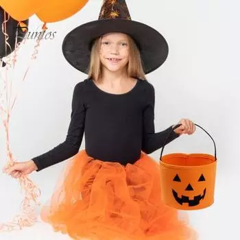 Ведро для сладостей на Хэллоуин, держатель для конфет в виде тыквы, держатель для сладостей из фетра, держатель для хранения подарков на Хэллоуин для вечеринки оранжевый