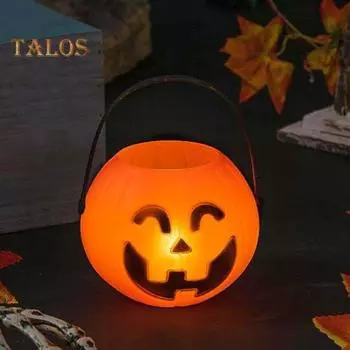 Ведро для сладостей на Хэллоуин, тыквенное ведро для сладостей, корзина для хранения, переносная миска для сладостей на Хэллоуин, детский держатель для закусок для вечеринок B