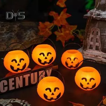 Ведро для сладостей на Хэллоуин, тыквенное ведро для сладостей, корзина для хранения, переносная миска для сладостей на Хэллоуин, детский держатель для закусок для вечеринок B