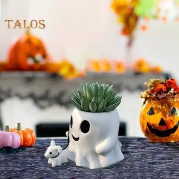 Ведро для собаки с привидениями на Хэллоуин, жуткий призрачный горшок, цветочный горшок, праздничная миска для сладостей, украшение для сада в помещении и на открытом воздухе, орнамент girl