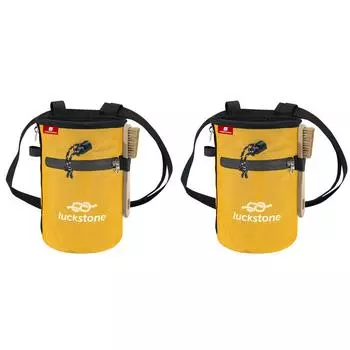 Ведро для сумки для скалолазания с 2 большими карманами на молнии и кистью (желтый)