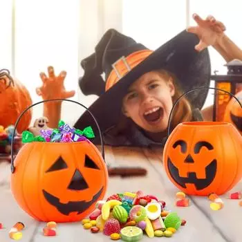 Ведро для тыкв на Хэллоуин Ведро для конфет Корзина для тыквы Сумка для сладостей Реквизит для вечеринки Украшение на Хэллоуин