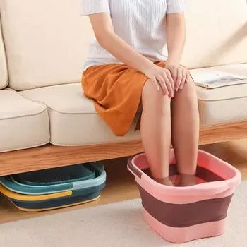 Ведро для ванны для ног 13 л/15 л с переносной ручкой, удобная складная ванна для купания ног для домашней ванной комнаты S серый/белый