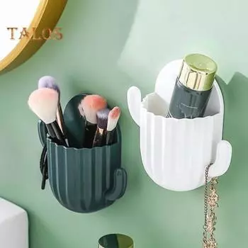 Ведро для зубных щеток, 2 шт., без перфорации, сохраняет порядок, экологически чистая современная форма кактуса, 2 крючка, ведро для хранения с дистанционным управлением, бытовые принадлежности белый