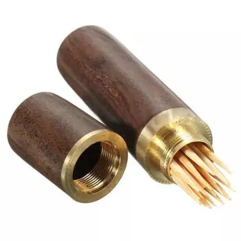 Ведро для зубочисток из черного дерева, держатель для зубочисток, мини-коробка для пешего туризма, портативное ремесло, подарок ручной работы темно-коричневого