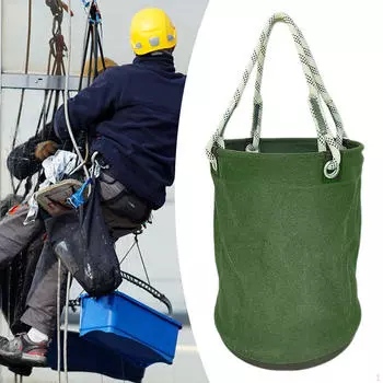 Ведро из холста с полипропиленовой основой, складная многоцелевая сумка для профессионального хранения инструментов зелёный