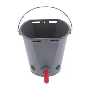 Ведро-кормушка для скота на 8 л, бочка для кормления из пластика пищевого класса с 5 ниппелями, серая(Для теленка ) For Calf