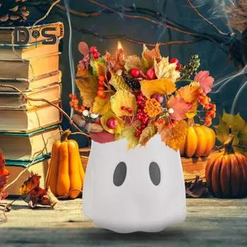 Ведро-призрак из смолы, горшок-призрак, конфетница, ваза для цветов на Хэллоуин, подставка для папоротника для внутреннего и наружного декора сада M белый