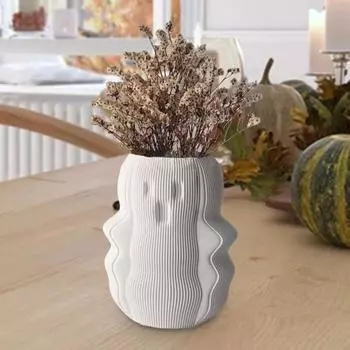 Ведро с привидениями, ваза для цветов с привидениями на Хэллоуин, милый цветочный горшок с привидениями, жуткая конфетница для домашнего декора на вечеринку в честь Хэллоуина белый