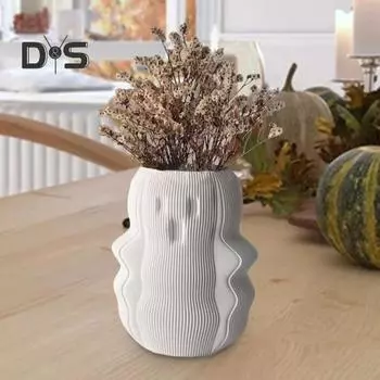 Ведро с привидениями, ваза для цветов с привидениями на Хэллоуин, милый цветочный горшок с привидениями, жуткая конфетница для домашнего декора на вечеринку в честь Хэллоуина белый