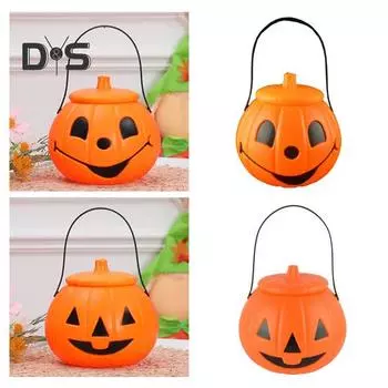 Ведро с тыквой на Хэллоуин, конфетная коробка «угощение или трюк», реквизит для вечеринки, праздничный усилитель атмосферы, веселое украшение для домашнего офиса оранжевый